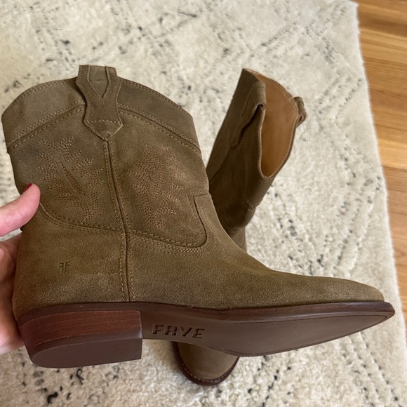 Frye Women's Suede Ankle Booties — Olive Brown - Picture 8 of 8